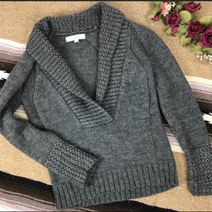 Ann Taylor Loft gray shawl collar alpaca sweater M